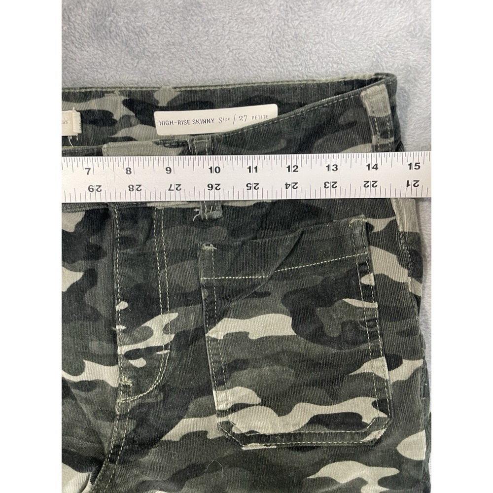 Pilcro By Anthropologie Corduroy Pants Womens 27 Petite Green Camo Skinny High - Picture 3 of 11